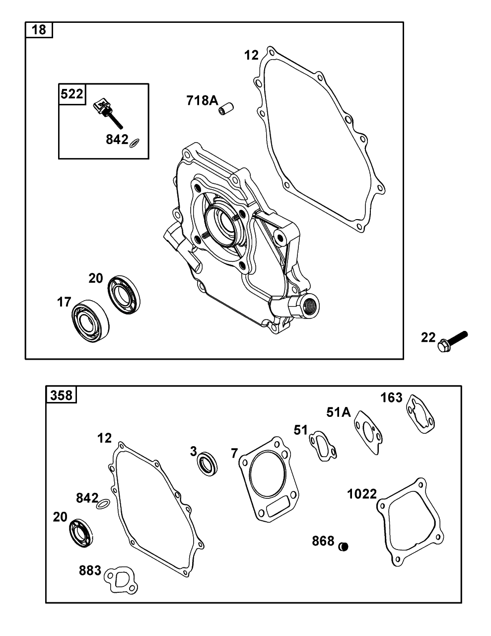 Crankcase Cover/Sump And Lubrication Group Diagram and Parts List for 83132-2215-F1  Briggs and Stratton Engine